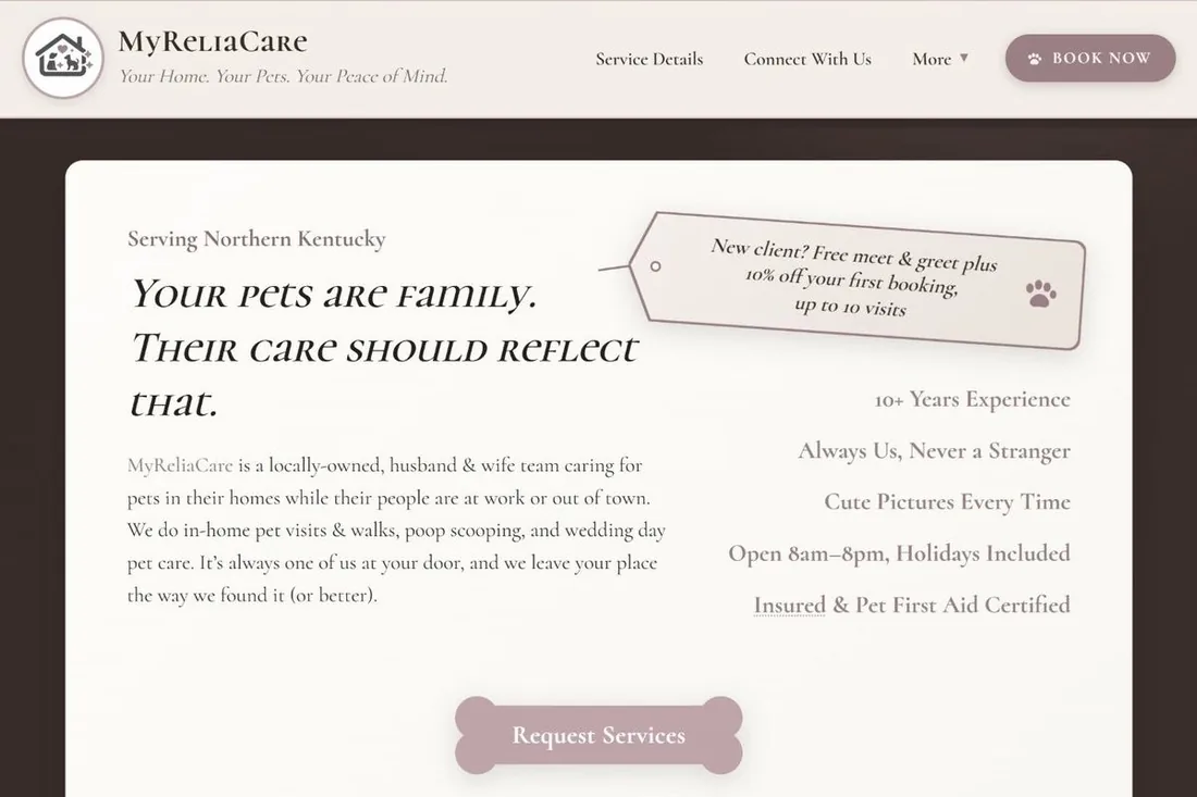 MyReliaCare homepage on a computer