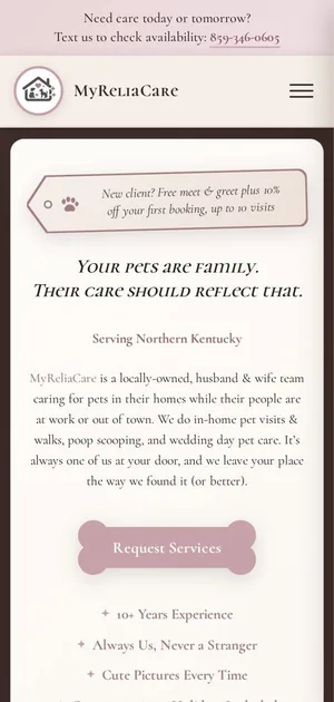 MyReliaCare homepage on a phone